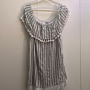 White and Gray Off the Shoulder Boho dress